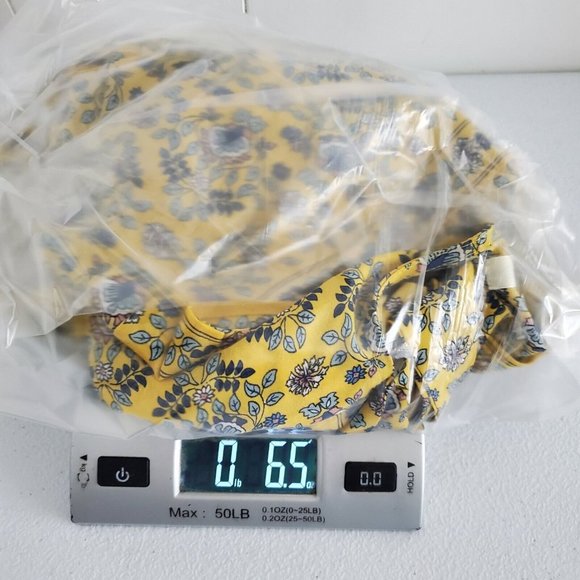 Max Studio Womens Tie Front Blouse Size L Yellow Floral Smocked Back 3/4 Sleeve - Picture 10 of 10